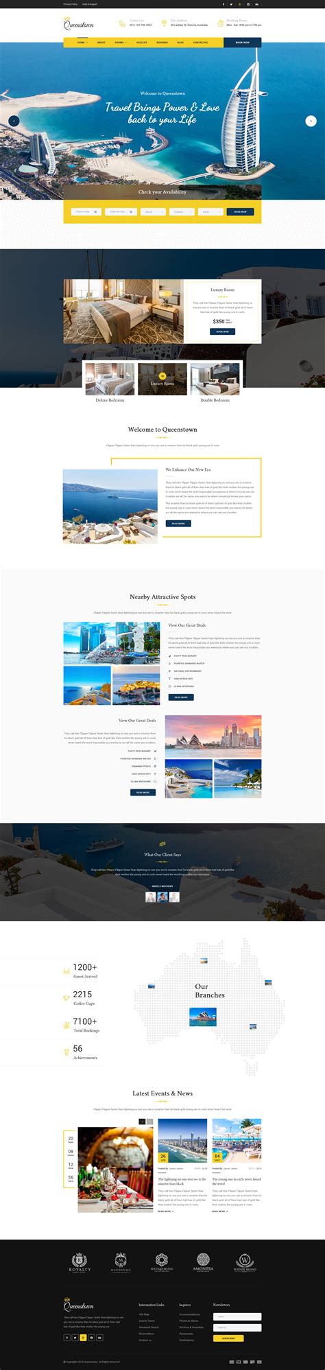 queenstown hotel booking psd template  victorthemesnx themeforest