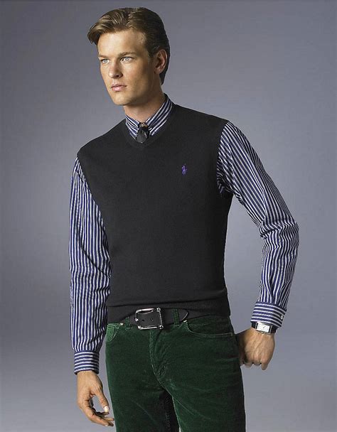 Lyst Polo Ralph Lauren Pima Cotton Vneck Sweater Vest In Blue For Men