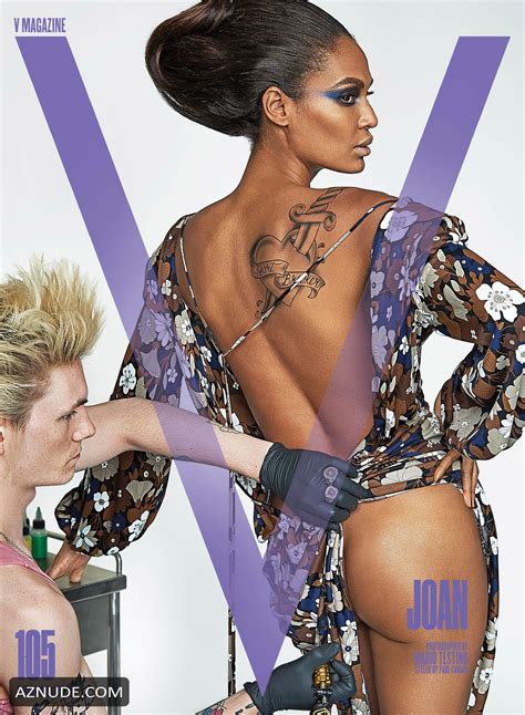 Joan Smalls Sexy Half Naked Poses With A Tattoo Artist For V Magazine