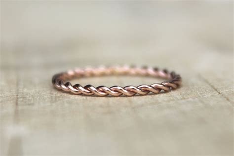 rose gold twist ring pink gold fill stackable ring karma