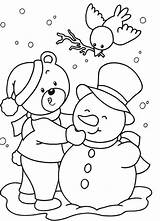 Coloring Winter Pages Kids Printable Snowman Christmas Clipart sketch template