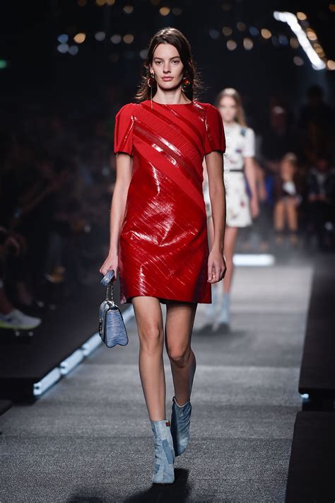 dress du jour louis vuitton s red leather minidress at paris fashion