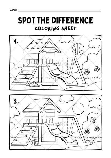 spot  difference digital coloring sheet instant  etsy