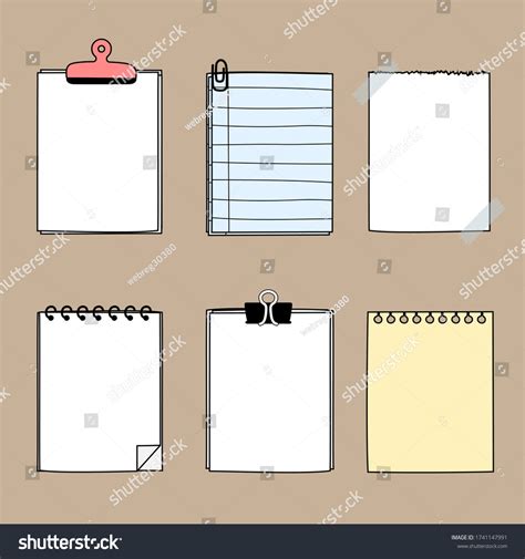 set cute hand drawn blank paper stock vector royalty   shutterstock