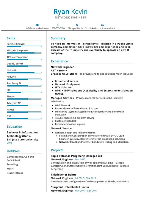 network engineer resume sample   resumekraft