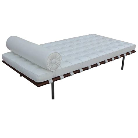 barcelona daybed  mies van der rohe  white leather  stdibs