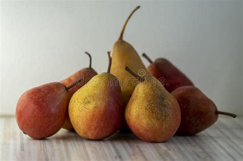 Group Of Pears Edible Fruits Tasty Ripened Red Yellow Fruit On The