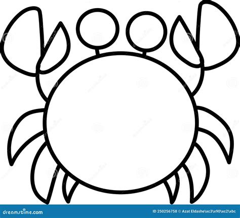 crab outline isolated   white background stock vector illustration