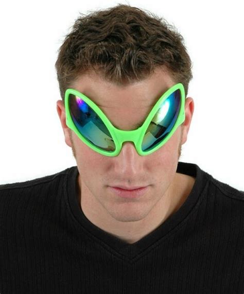10 green alien costume glasses sunglasses ufo mirrored bug eyes close