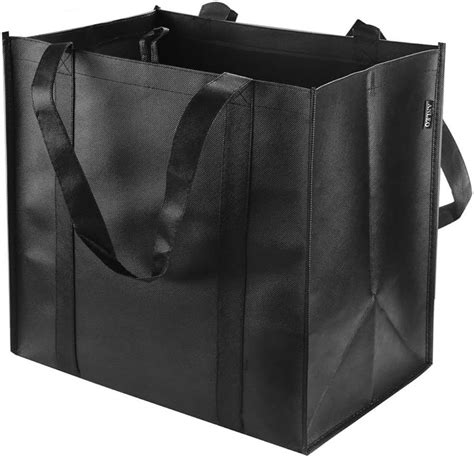 reusable grocery tote bags  pack black hold  lbs large durable heavy duty shopping