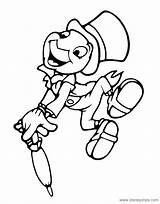 Jiminy Cricket Coloring Pages Disney Template Pinocchio Clipartmag Drawing sketch template