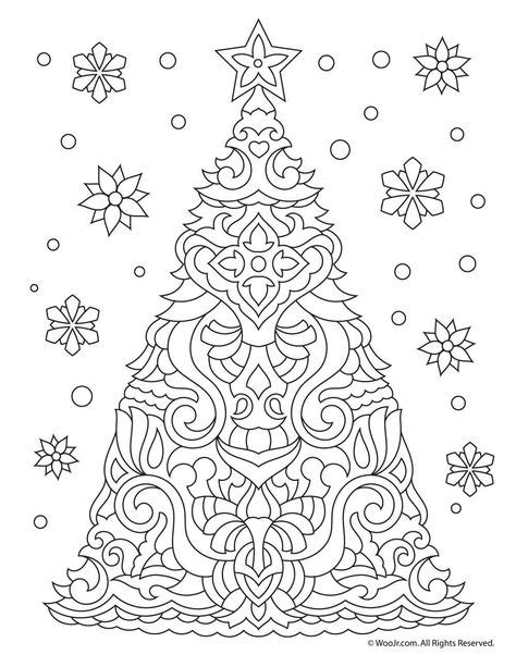 christmas tree adult coloring page  images printable christmas