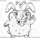 Ugly Confused Coloring Outlined Rabbit Clipart Cartoon Cory Thoman Vector 2021 sketch template