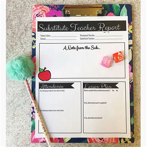substitute teacher report forms   perfect   give