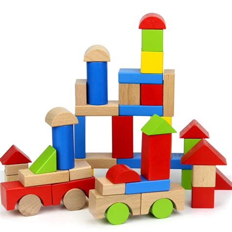 baby wooden blocks toys pcs multicolored geometric assembling