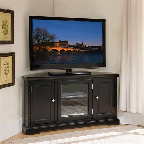 leick   hardwood corner tv stand  black finish    ebay