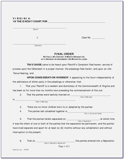 sample divorce petition template