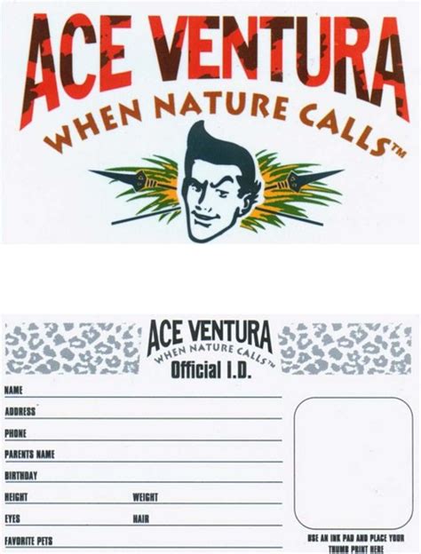 ace ventura id card printable printable word searches