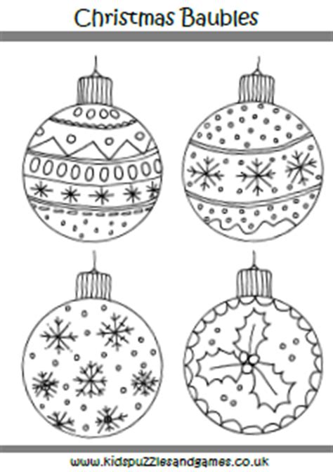 christmas baubles coloring page kids puzzles  games