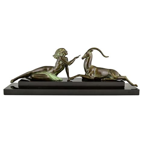 art deco sculpture of a gazelle by j aguilar at 1stdibs