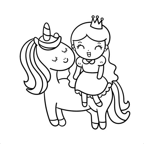 unicorn  princess girl coloring page coloringbay