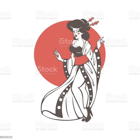 ilustración de retrato vectorial de la hermosa geisha para su logotipo