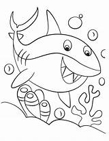 Shark Coloring Cute Happy Pages sketch template