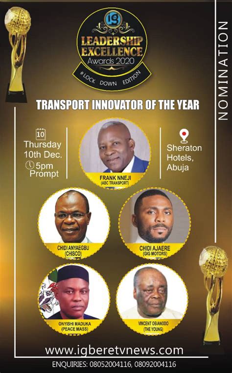 nneji maduka ajaere nominated for igbere tv s transport innovator of