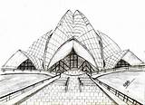 Lotus Temple Sketch Drawing India Sketches Drawings Delhi Paintingvalley Worship House sketch template