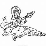 Saraswati Coloring Xcolorings sketch template