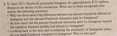 solved   april  facebook purchased instagram  cheggcom