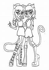 Monster High Coloring Pages Meowlody Purrsephone Colouring Dolls Twin Coloringkidz Adult sketch template