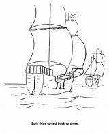 Coloring Pages Mayflower Pilgrims Thanksgiving Story Drawing Port Pilgrim Ship First Speedwell Return Sheets History Drawings Came Printables Ships Colonial sketch template