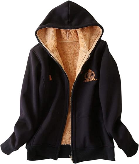 flygo womens warm fleece sherpa lined hoodies full zip hooded sweatshirt jacket amazoncomau