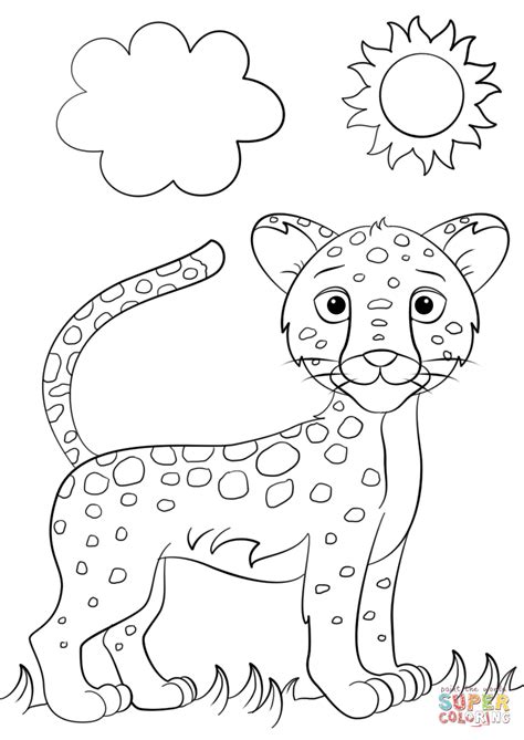 cute cartoon jaguar coloring page  printable coloring pages