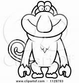 Monkey Clipart Proboscis Coloring Outlined Cartoon Happy Vector Grinning Cory Thoman Surprised Royalty Smiling 2021 Designlooter Clipground Preview Clipartof sketch template