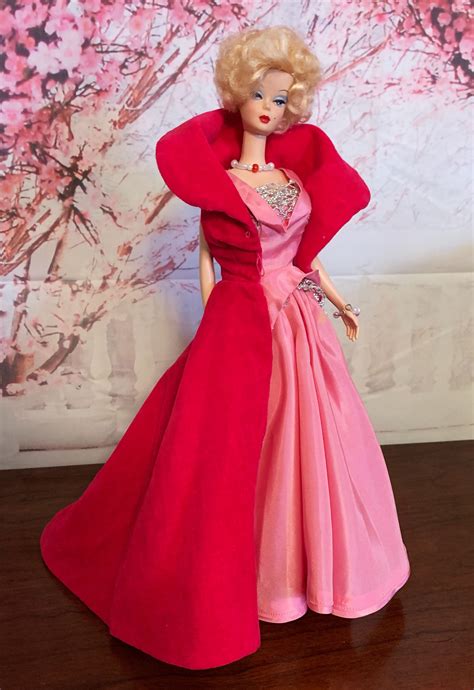 Vintage Sophisticated Lady Barbie Doll In Pink And Red Dress