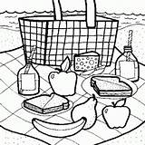 Picnic Coloring Blanket Drawing Basket Getdrawings sketch template