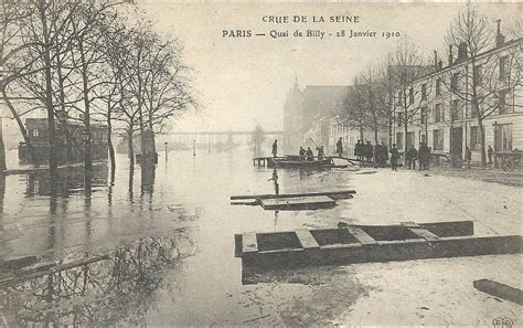 paris paris paris crue de la seine quai de billy  janvier  carte postale ancienne