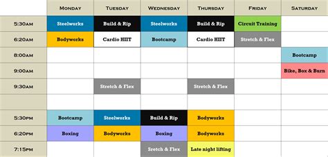 current group training timetable conan fitness personal training