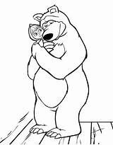 Masha Mascha Bear Coloring Pages Print Beer Color Cartoon Template sketch template