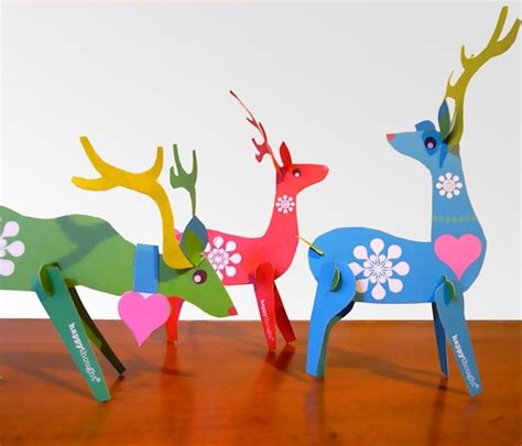 lovely festive reindeers printable paper ornament kit