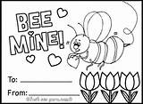 Valentine Coloring Printable Pages Bee Valentines Card Kids Mine Cards Happy Print Icolor Little Color Crafts Getcolorings sketch template