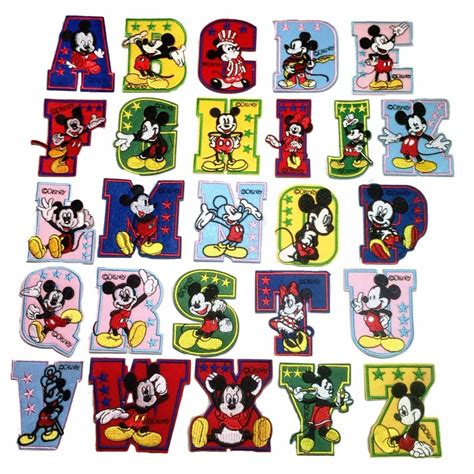 mickey mouse alphabet letters set  inches tall embroidered iron