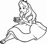 Alice Coloring Tea Drink Wonderland Pages Designlooter Disney 41kb 1424 Wecoloringpage sketch template