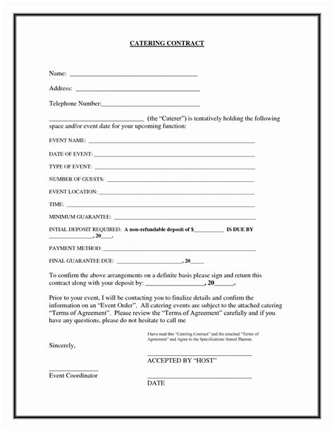 catering contract template    printable blank contract