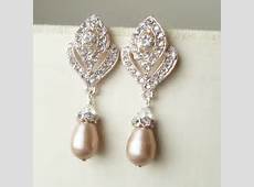 CHAMPAGNE Pearl Wedding Earrings Vintage Style by luxedeluxe