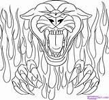 Flames Coloring Panther Pages Drawing Fire Draw Heart Flame Panthers Flaming Skull Skulls Carolina Step Printable Logo Outline Simple Color sketch template