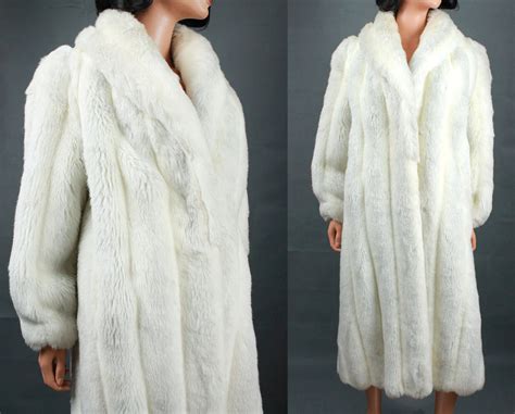 faux fox fur coat  vintage  glam long full length