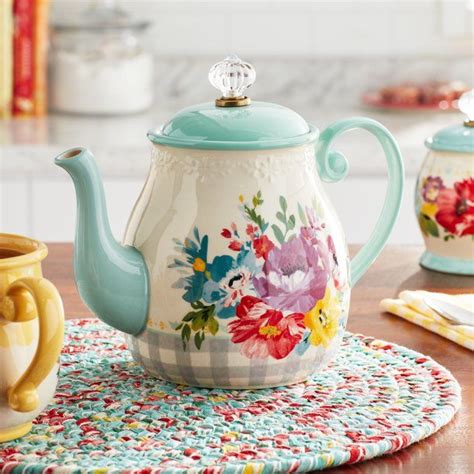 The Pioneer Woman Sweet Romance Blossom White 1 48 Quart Tea Pot